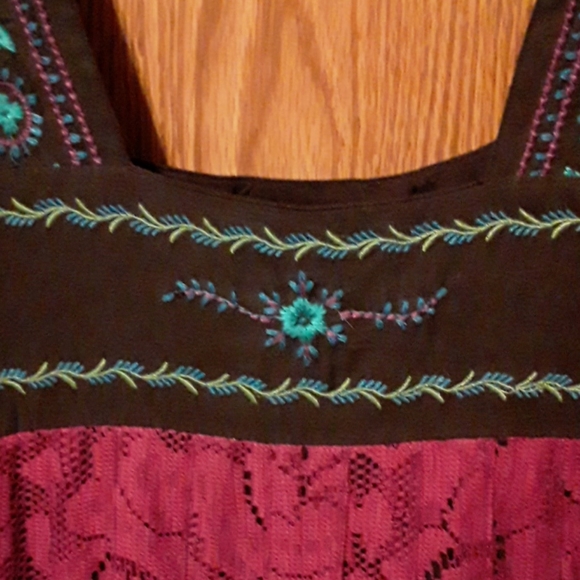 Free People embroidered lace ruffle dress 4 - Picture 6 of 6